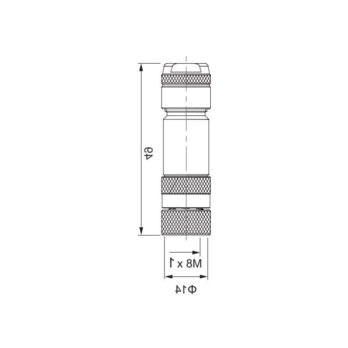 M8 4 Pin、Straight type female、Screw connection、Metal shielding、63F181