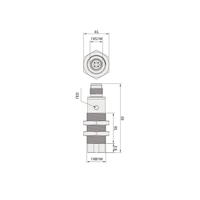 IO-Link Hub、RFID、Ø 18 x 65 mm、Readable and writable data carrier、FIS106