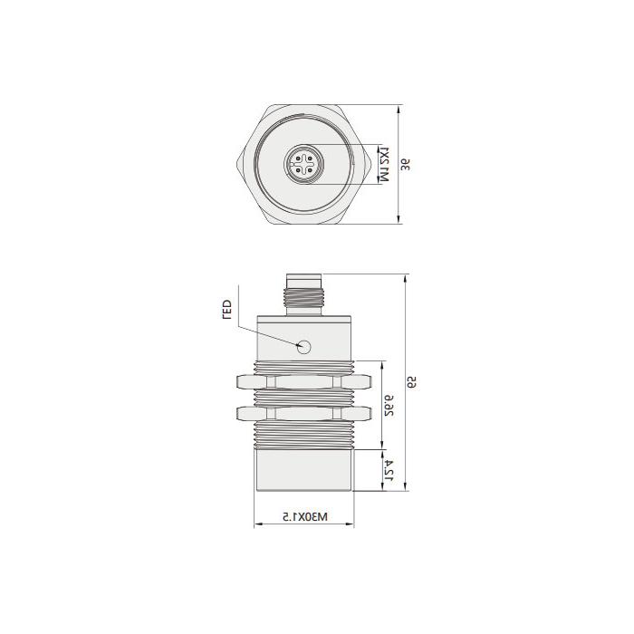 IO-Link Hub、RFID、Ø 30 x 65 mm、Readable and writable data carrier、FIS108